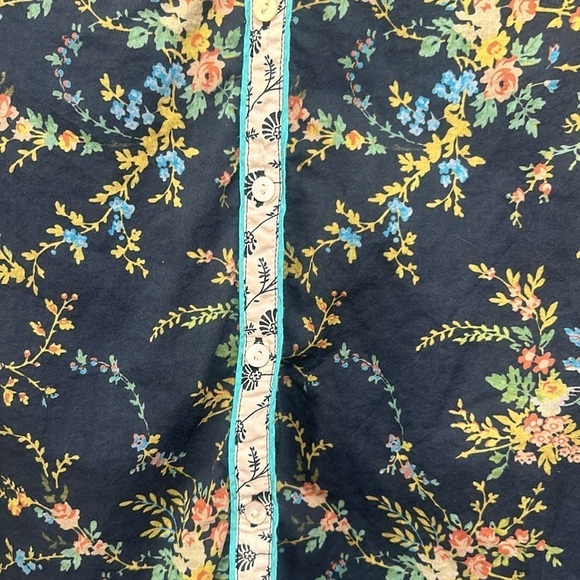 Sundance Stories To Be Told Navy Blue Floral Button Up Long Sleeve Blouse XS - Picture 8 of 10